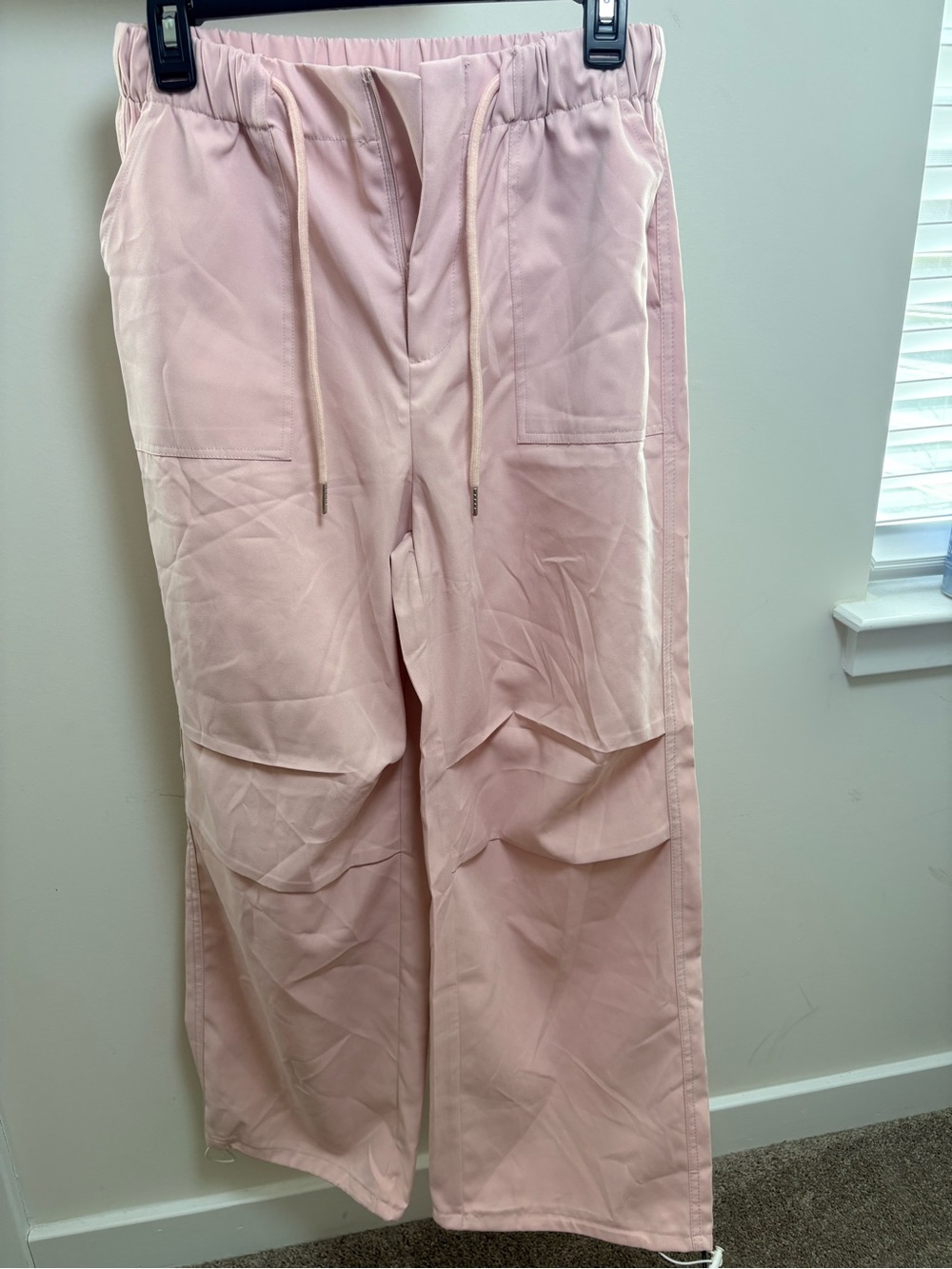 Women's Pink Wide-Leg Drawstring Pants